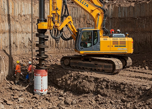 Pile-top drilling equipment for shallow water